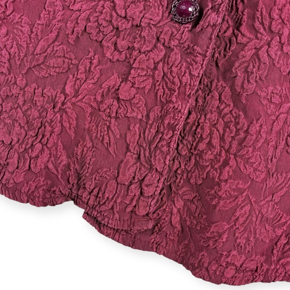 URU Maroon 100% Silk Button Front Top - Picture 4 of 10